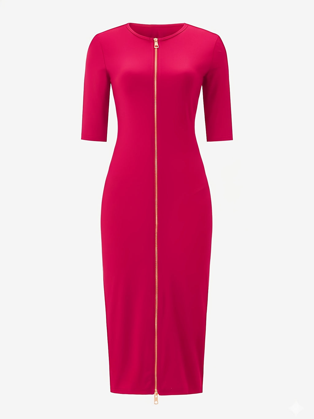 Women's Slim Fit Boat Neck Zipper Dress Short Sleeve Elegant Mid-Length Casual Dress Spring Summer Autumn