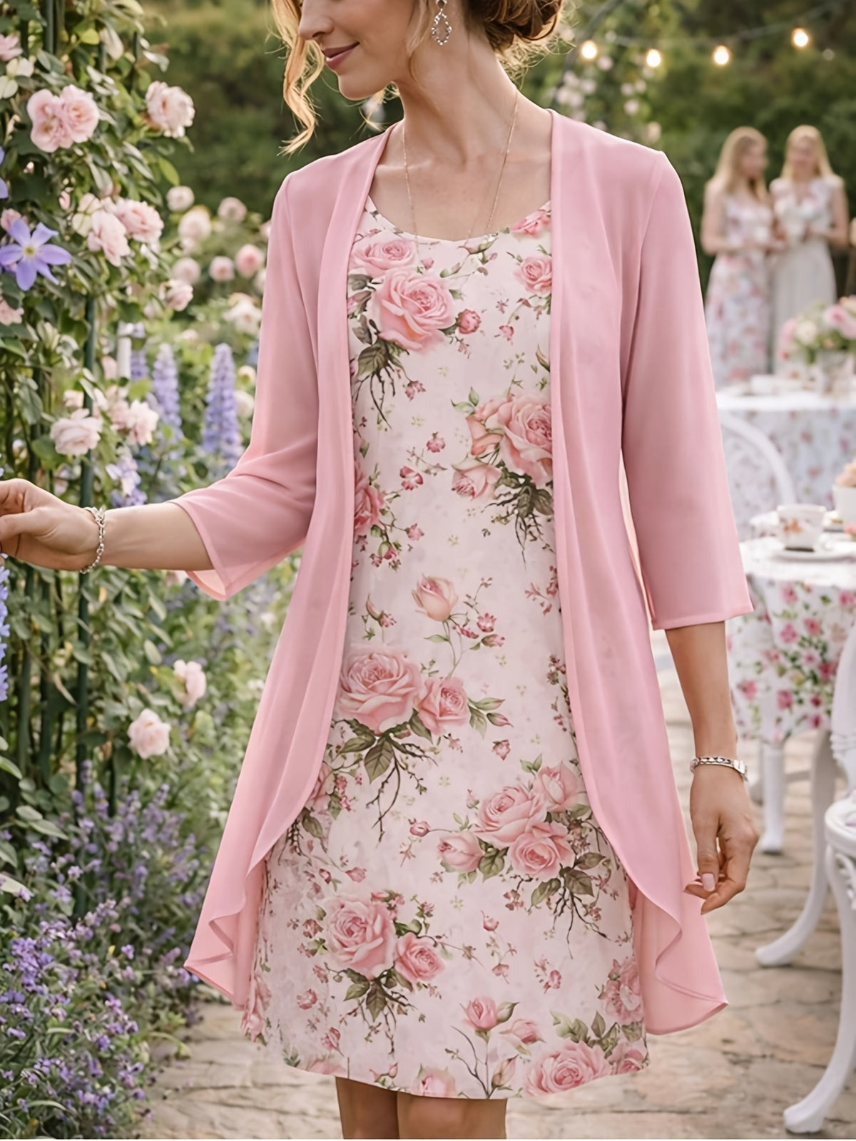 Women's 2-Piece Chiffon Dress Set Elegant Matching Top & Skirt Spring Summer Casual to Evening Wear