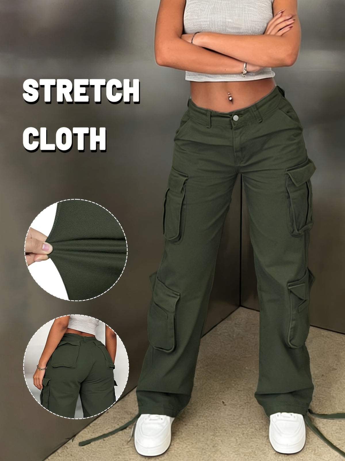Y2K Washed Work Pants Women Multi Pocket Retro Street Travel Casual Vintage Style Basic Trousers Chic