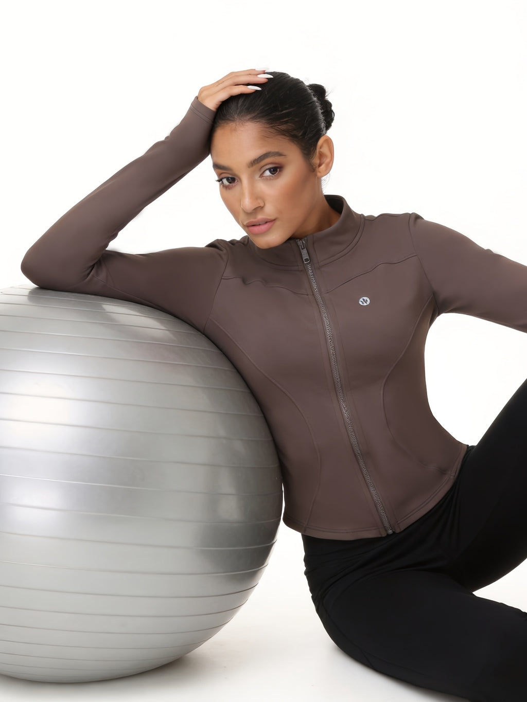 Women Zip Up Workout Jacket Thumb Holes Lightweight Moisture Wicking Slim Fit Sportswear Black Camel S-XL
