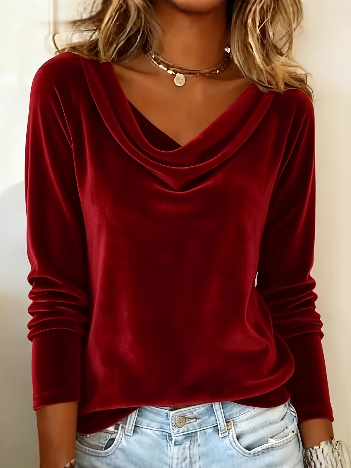 Women's V-Neck Ruffle Collar Long Sleeve Blouse Elegant Dressy Pullover Shirt Daily Wear Work S-XXL