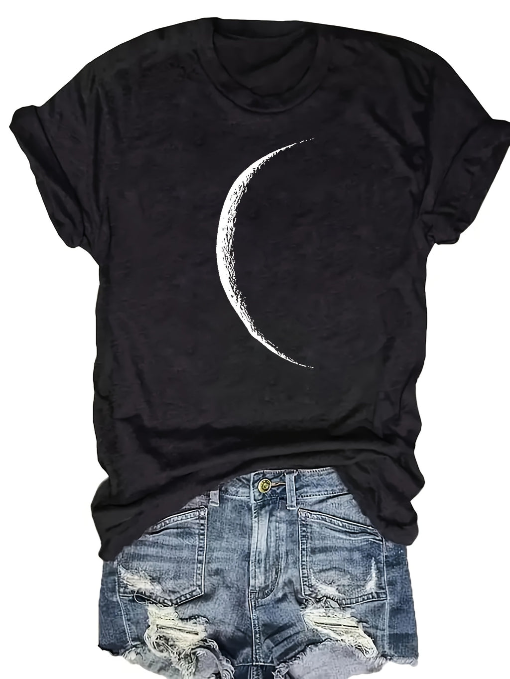 Crew Neck Letter Print Tee Women Chic Casual Short Sleeve Layering T-Shirt Soft Comfortable Everyday Top Neutral Colors