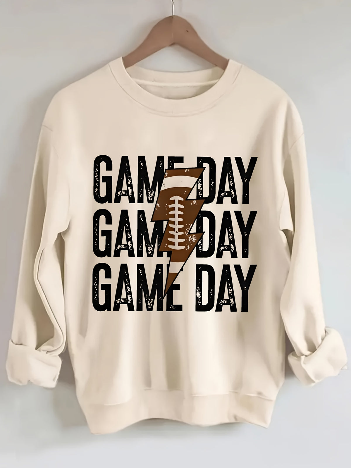 Game Day Football Graphic Crewneck Sweatshirt Women Casual Sports Fan Pullover Top Spring Fall Light Grey S-XXL