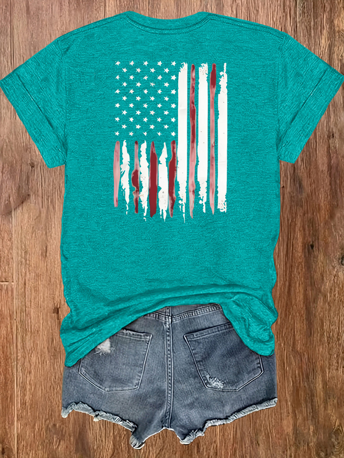 American Flag Print T-Shirt Women Patriotic Graphic Tee Short Sleeve Crew Neck | Fireworks USA Print Lightweight Breathable Top for 4th of July Summer Daily Wear