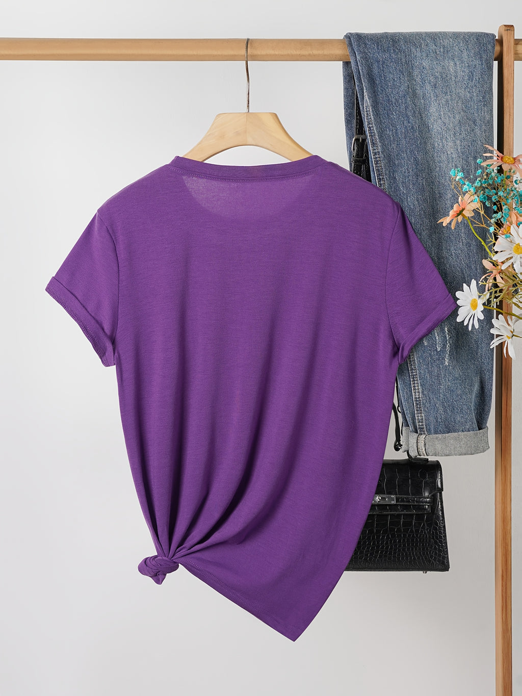 Women's Butterfly Rose Print T-Shirt Casual Crew Neck Short Sleeve Breathable Spring Summer Graphic Tee