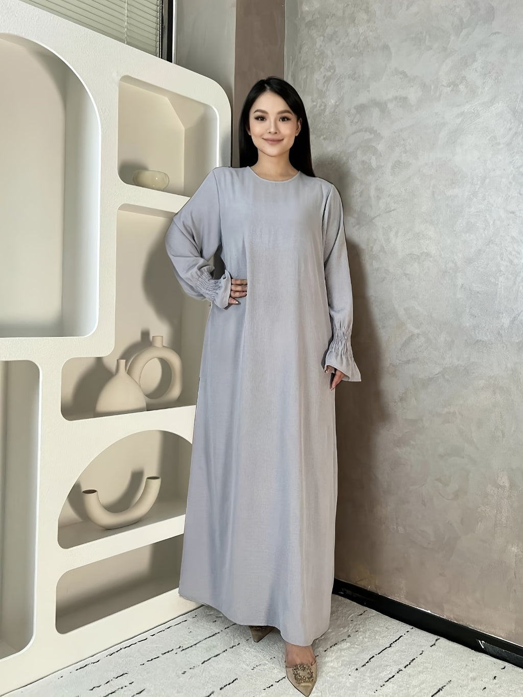 Soft Crepe Abaya with Pocket Muslim Women Prayer Abaya Solid Color Woven Fabric Modest Dress Sizes S M L Multiple Colors Everyday Wear