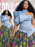 Corset Peplum One Shoulder Crop Top Women Stand Collar Ruffle Asymmetric Fitted Party Blouse Waist Cinching Curvy Slim Wedding Guest Night Out