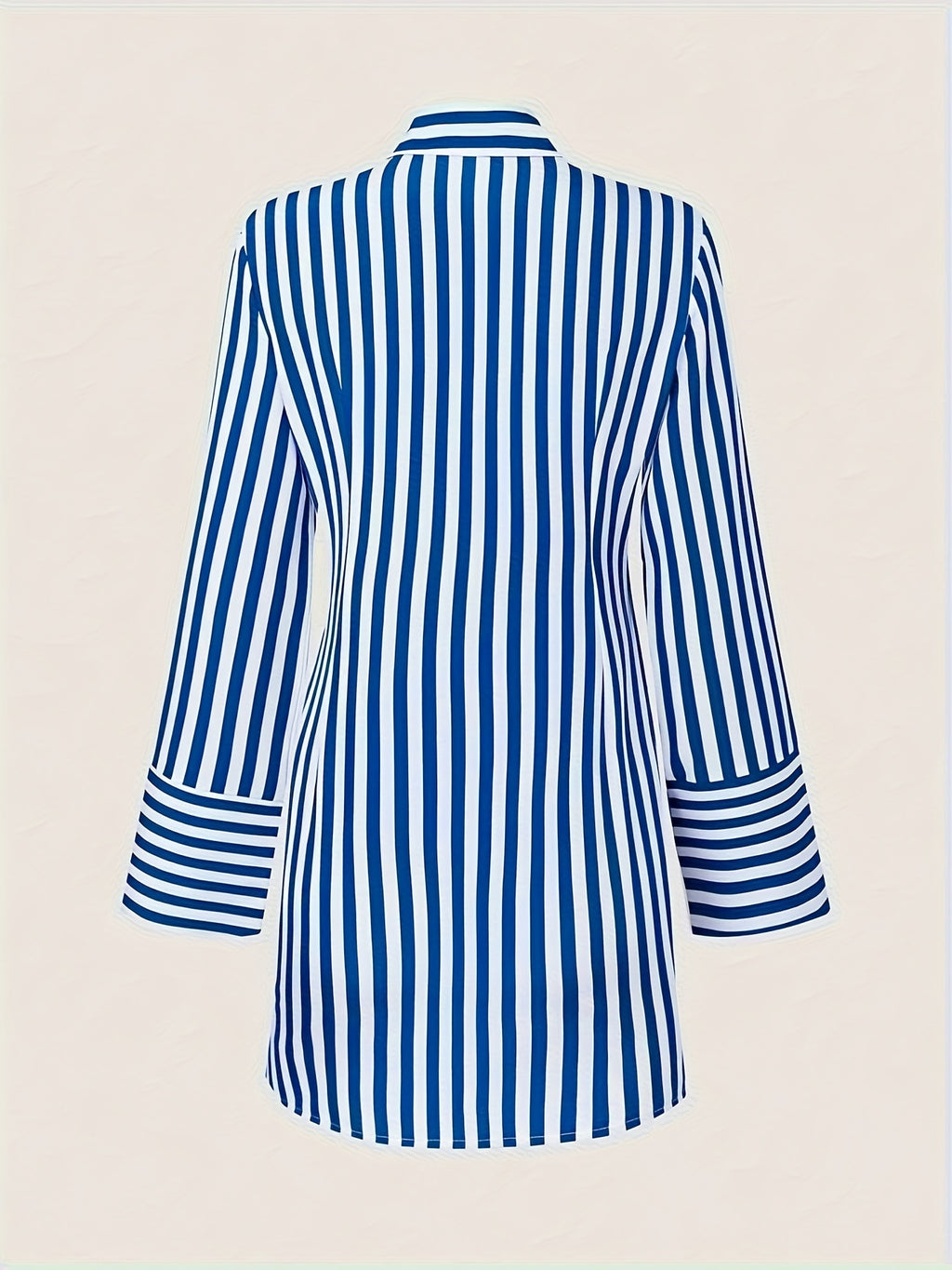 Striped Shirt Dress for Women Side Pockets Lapel Collar Casual Chic Spring Summer Fall Versatile Everyday Dress