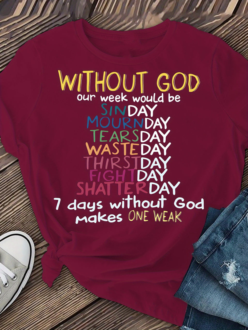Christian Letter Print T-Shirt Women Crew Neck Short Sleeve Faith Graphic Tee Casual Spring Summer Machine Washable S-XXL
