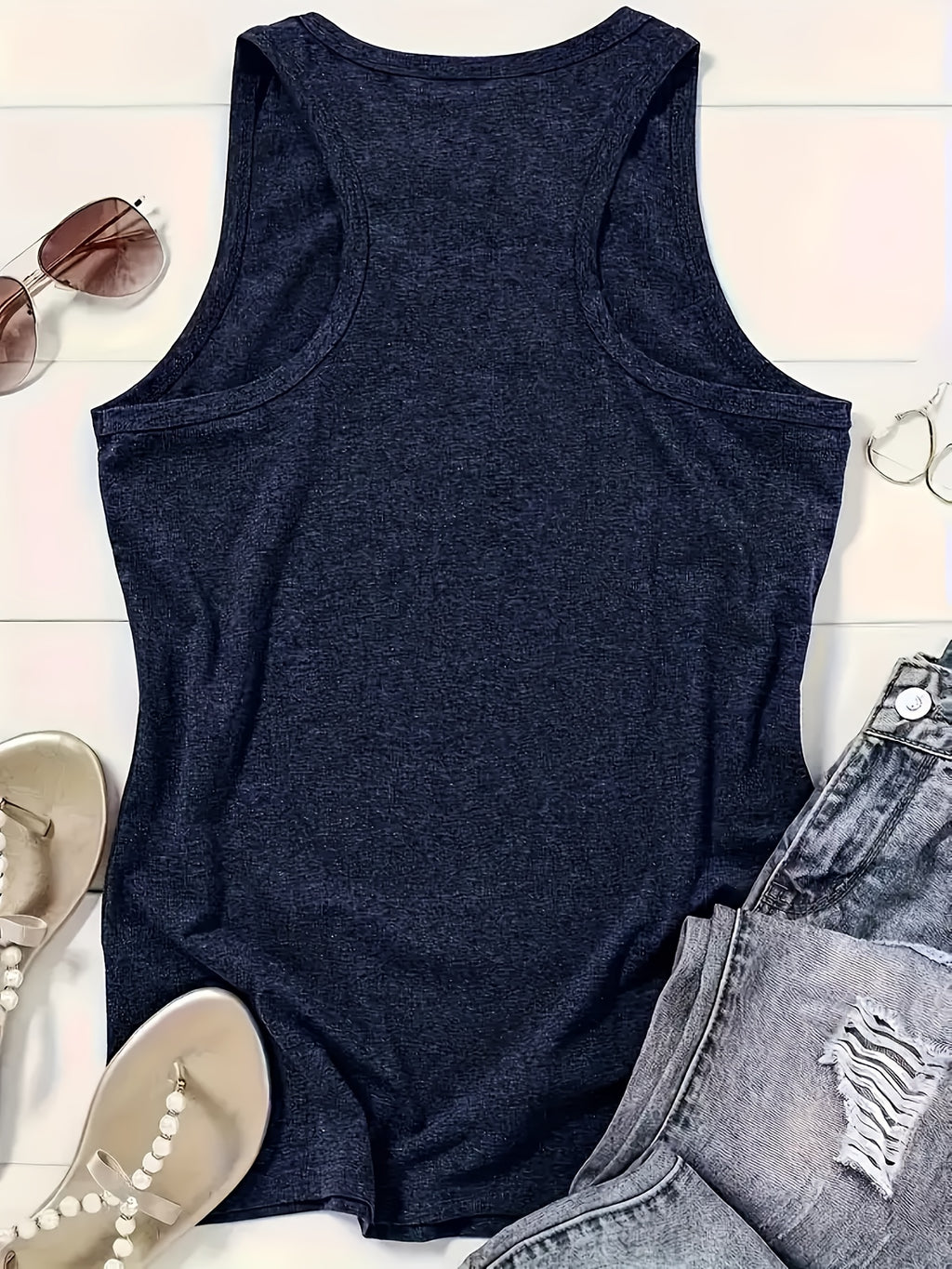 Women's American Flag Sleeveless Tank Top Stars Stripes Print Round Neck Breathable Casual Blouse Spring Summer BBQ Patriotic Outfit