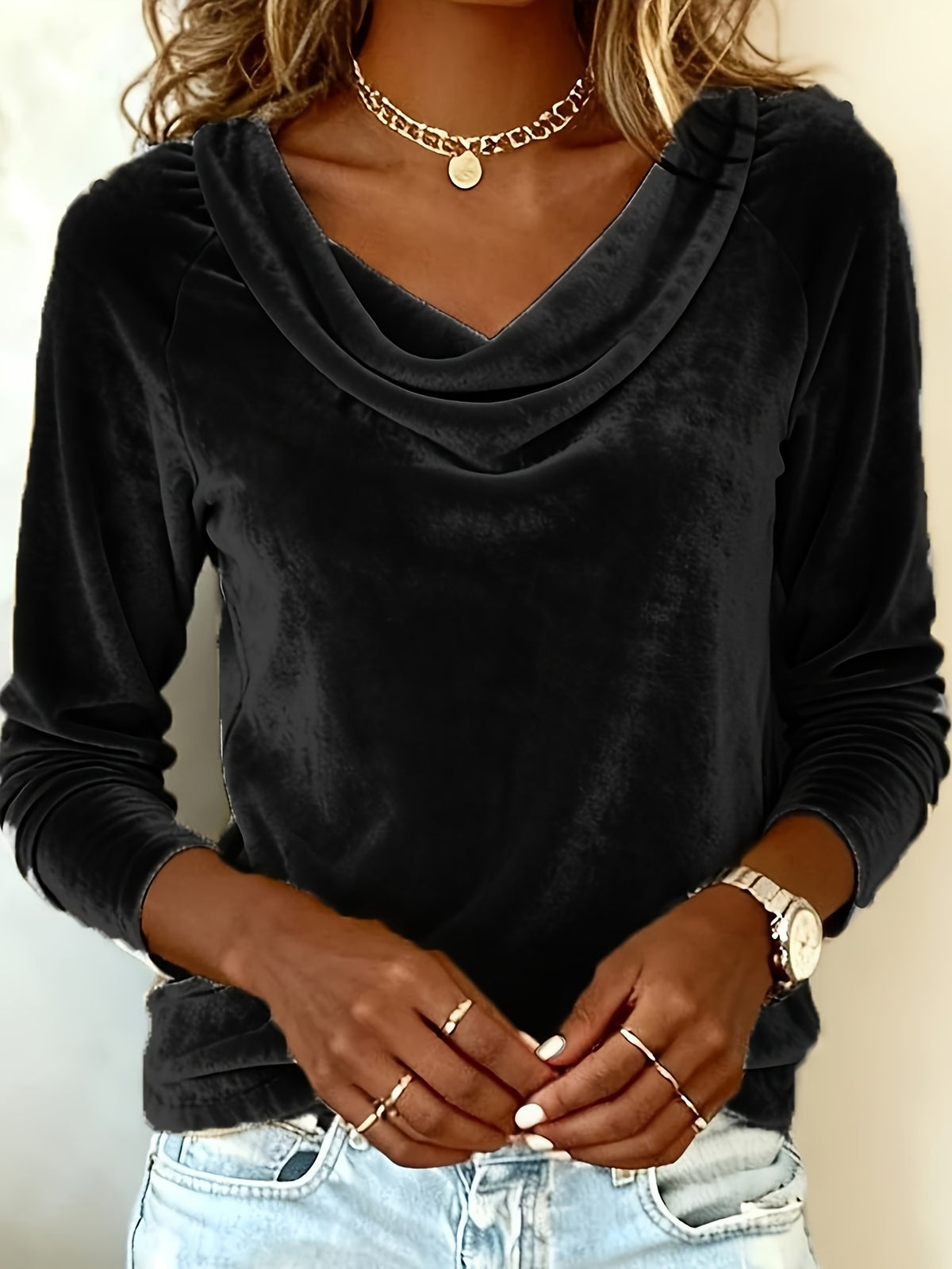 Women's V-Neck Ruffle Collar Long Sleeve Blouse Elegant Dressy Pullover Shirt Daily Wear Work S-XXL