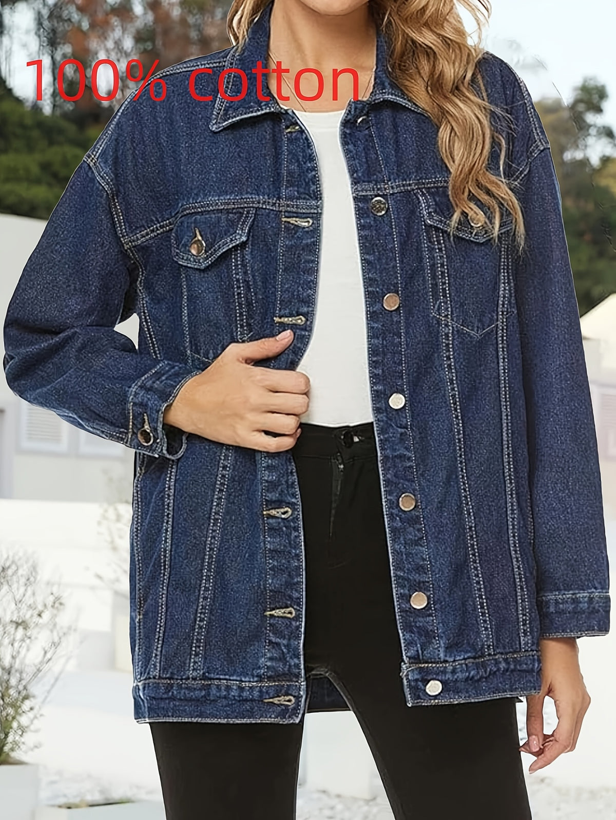 Oversized Mid-Length Denim Motorcycle Jacket Women Relaxed Fit Biker Jean Coat 360gsm Slight Stretch Spring Fall Layering