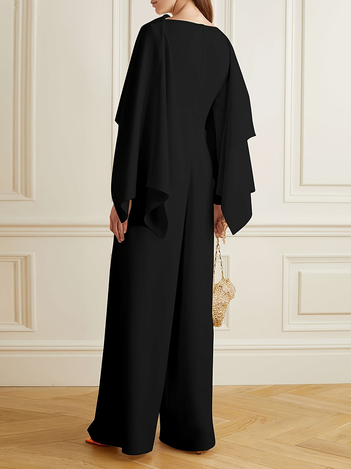 Women Solid Color Wide Leg Jumpsuit Long Sleeve Zipper Crew Neck Elegant Casual All Season Green Beige Black Dark Blue S-XL