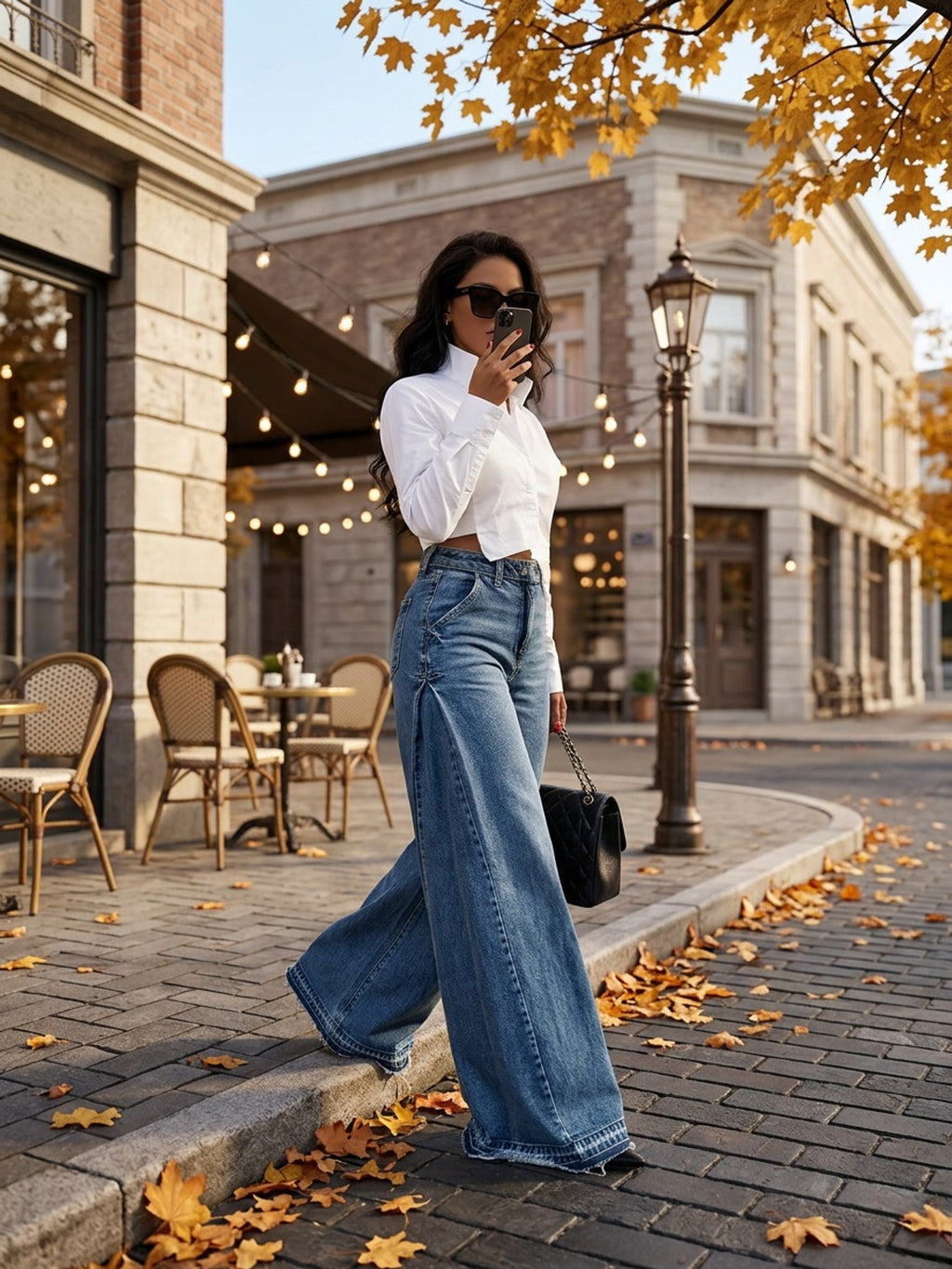 Wide Leg Jeans Women High Waist Flared Denim Pants Baggy Loose Fit Frayed Raw Hem Casual Streetwear All-Season S-XXL