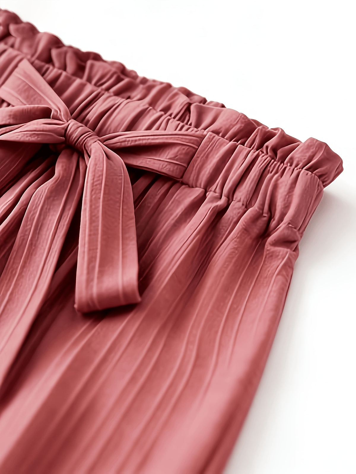 Pleated Wide Leg Pants Women 3 Pack Bow Elastic Waist Loose Straight Leg Long Trousers Spring Summer Daily Commute Casual Versatile S-XXL
