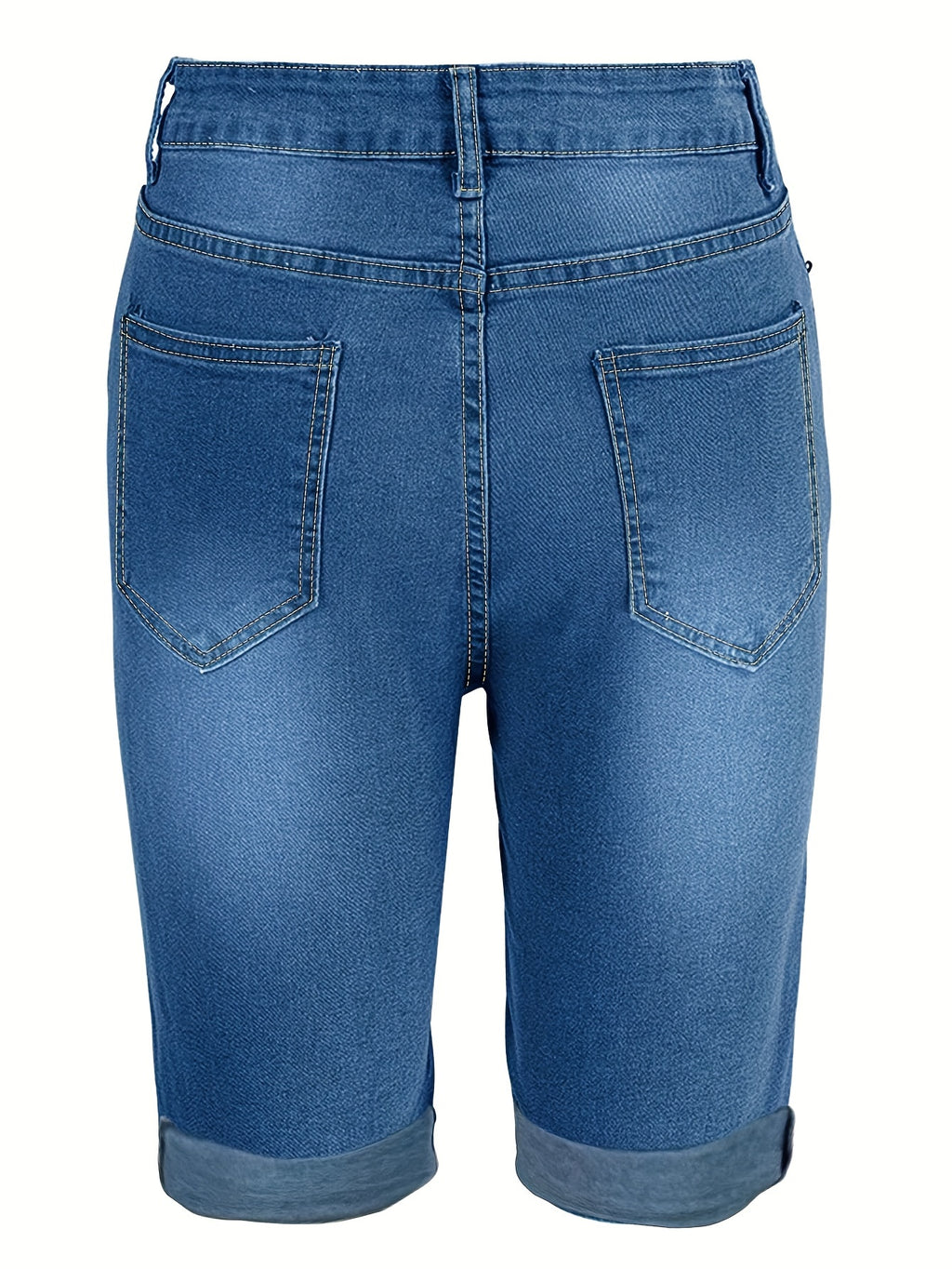 Ripped Denim Shorts for Women - Fringe Hem Distressed Vintage Jean Shorts, Casual Street Style Destroyed Denim with Raw Edge, Summer Fashion Bottoms