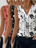 3-Pack Floral Print Sleeveless Vest Tops for Women | Elegant Directional Flower Tank Set | Lightweight Casual Cami Top Set | Spring Summer Women's Tank Top Bundle
