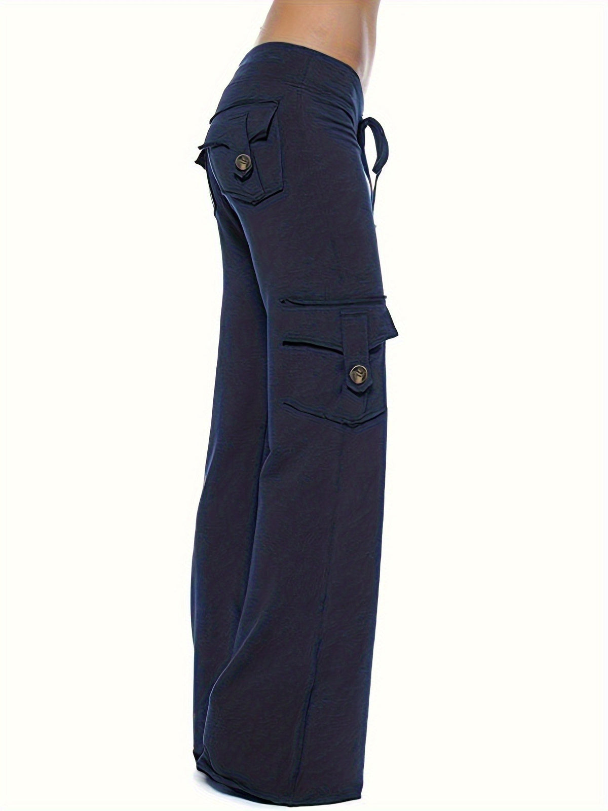 High Waist Wide Leg Sweatpants for Women – Loose Jogger Pants with 4 Button Pockets, Elastic Waist Casual Streetwear Hiking Outdoor Everyday Lounge Pants, Plus Size Comfortable Bottoms S-XXL