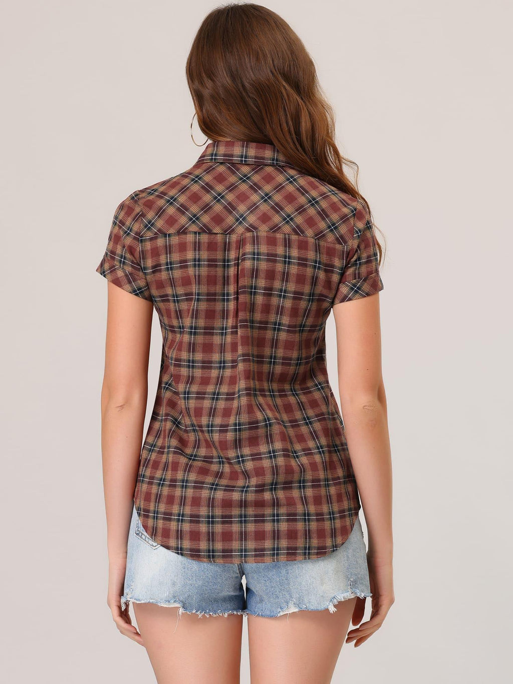 Western Plaid Button Shirt for Women | Classic Flannel Checkered Long Sleeve Top | Casual Country Style Blouse | Machine Washable Women's Plaid Shirt