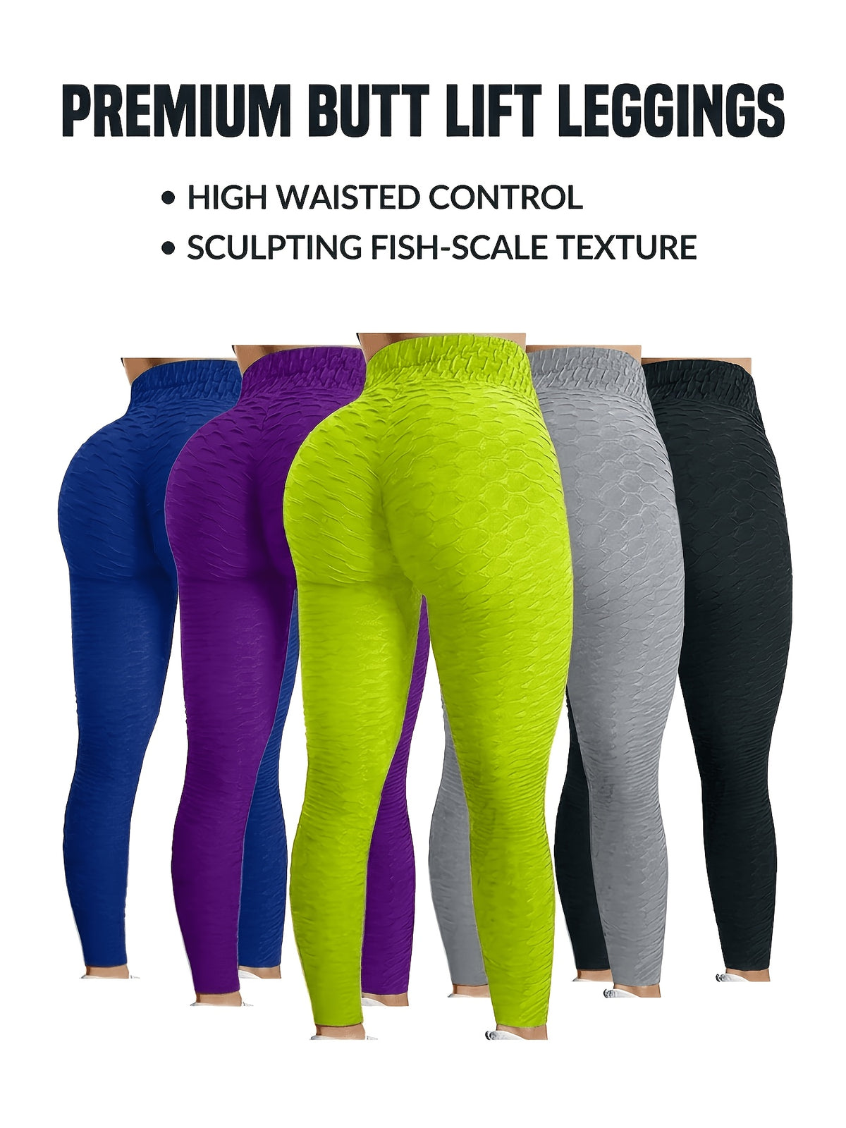 High Waist Butt Lifting Leggings for Women – Quick Dry 90% Polyester High Stretch Solid Color Pants, Spring Summer Fall Casual Slim Fit, White Light Green Black, S-XXL