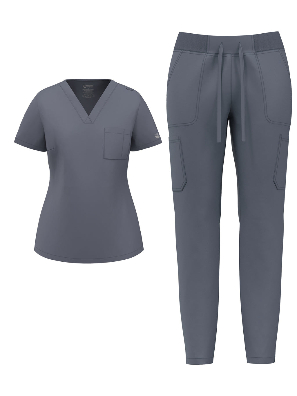 Women's Elastic Scrub Pants Set V-Neck Short Sleeve Breathable Workwear Uniform Solid Color with Pocket | Mira Roam