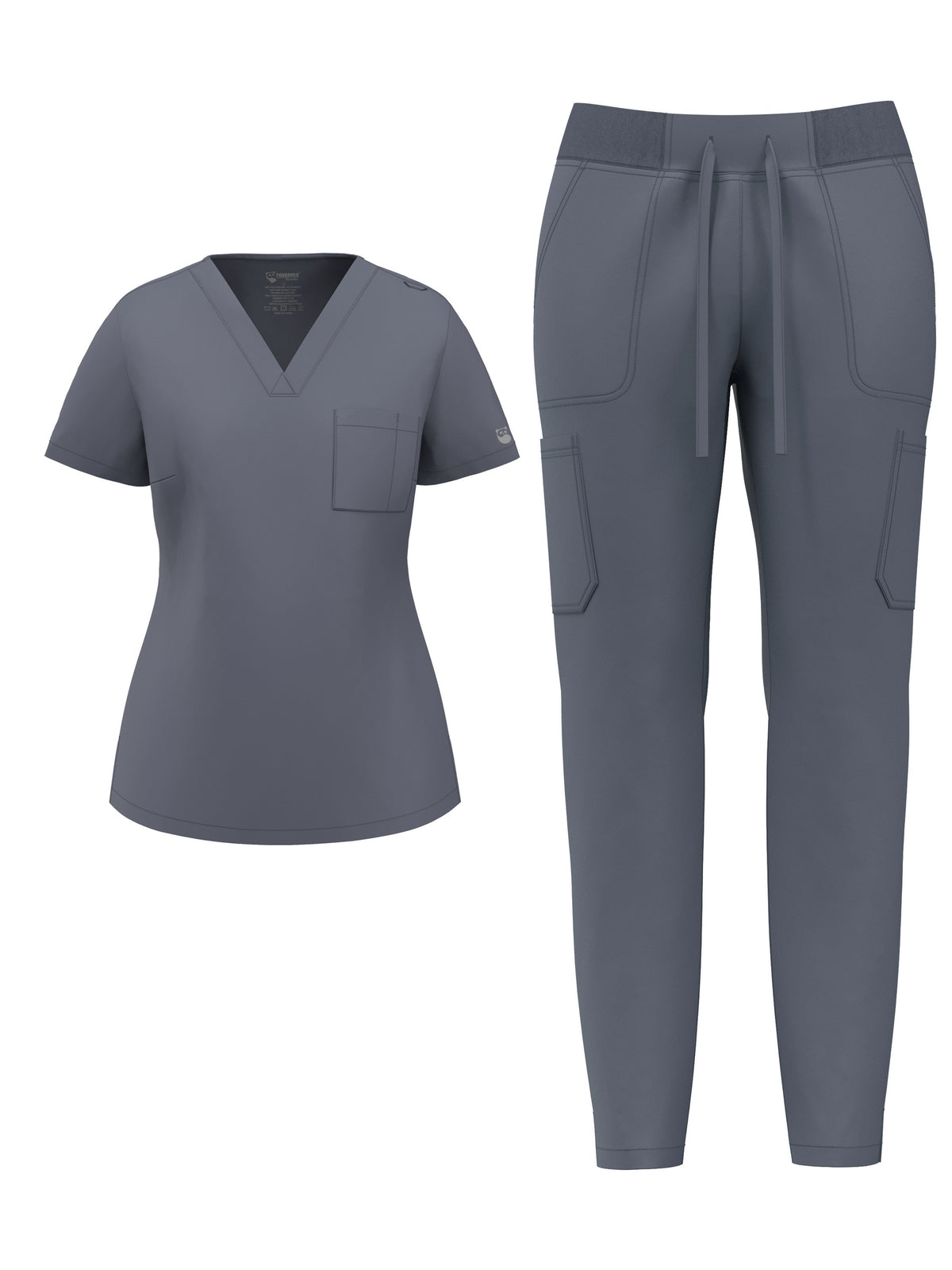 Women's Elastic Scrub Pants Set V-Neck Short Sleeve Breathable Workwear Uniform Solid Color with Pocket | Mira Roam