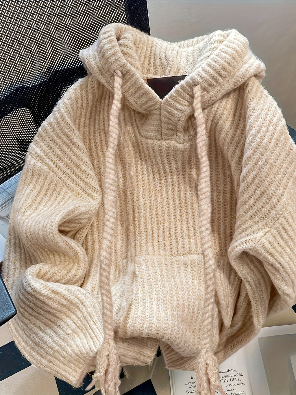 Hooded Longline Ribbed Sweater Women Pullover Pocket Casual Warm Coat Solid Color Winter Spring Fall All-Season Knit Top 7 Colors S-XXL