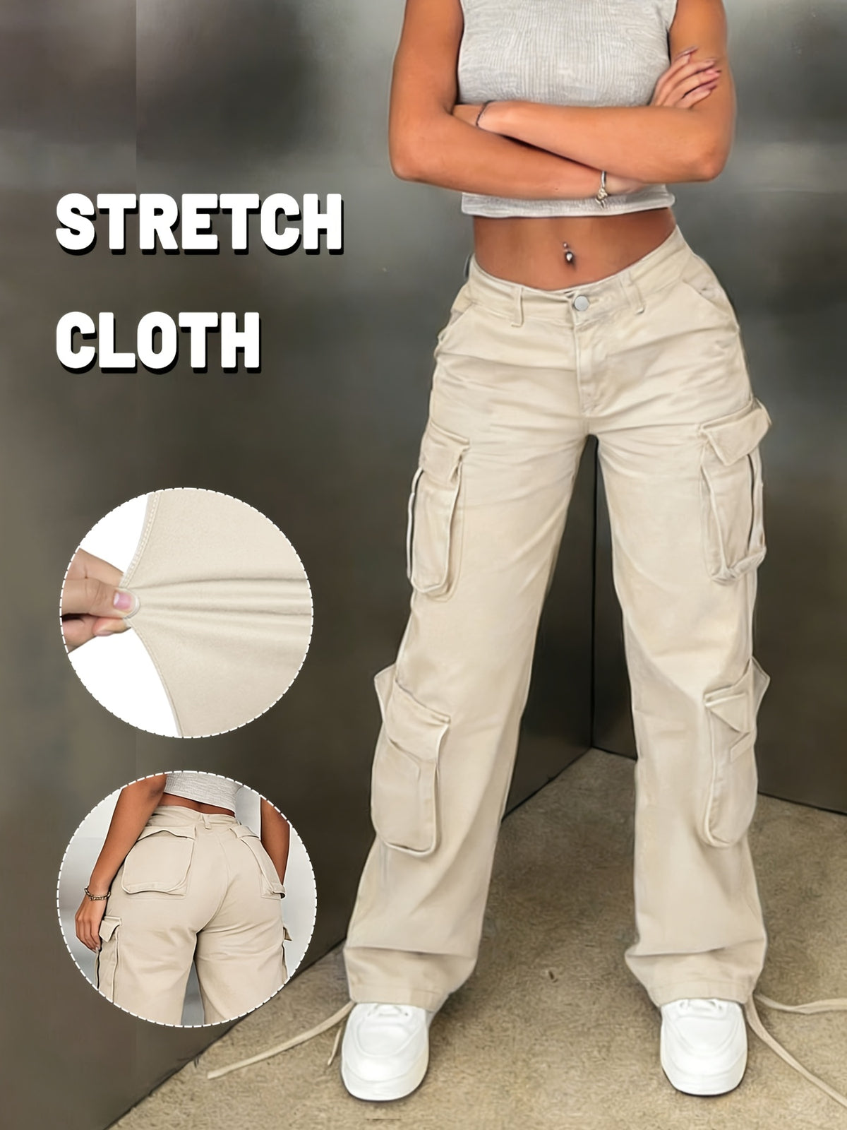 Y2K Washed Work Pants Women Multi Pocket Retro Street Travel Casual Vintage Style Basic Trousers Chic