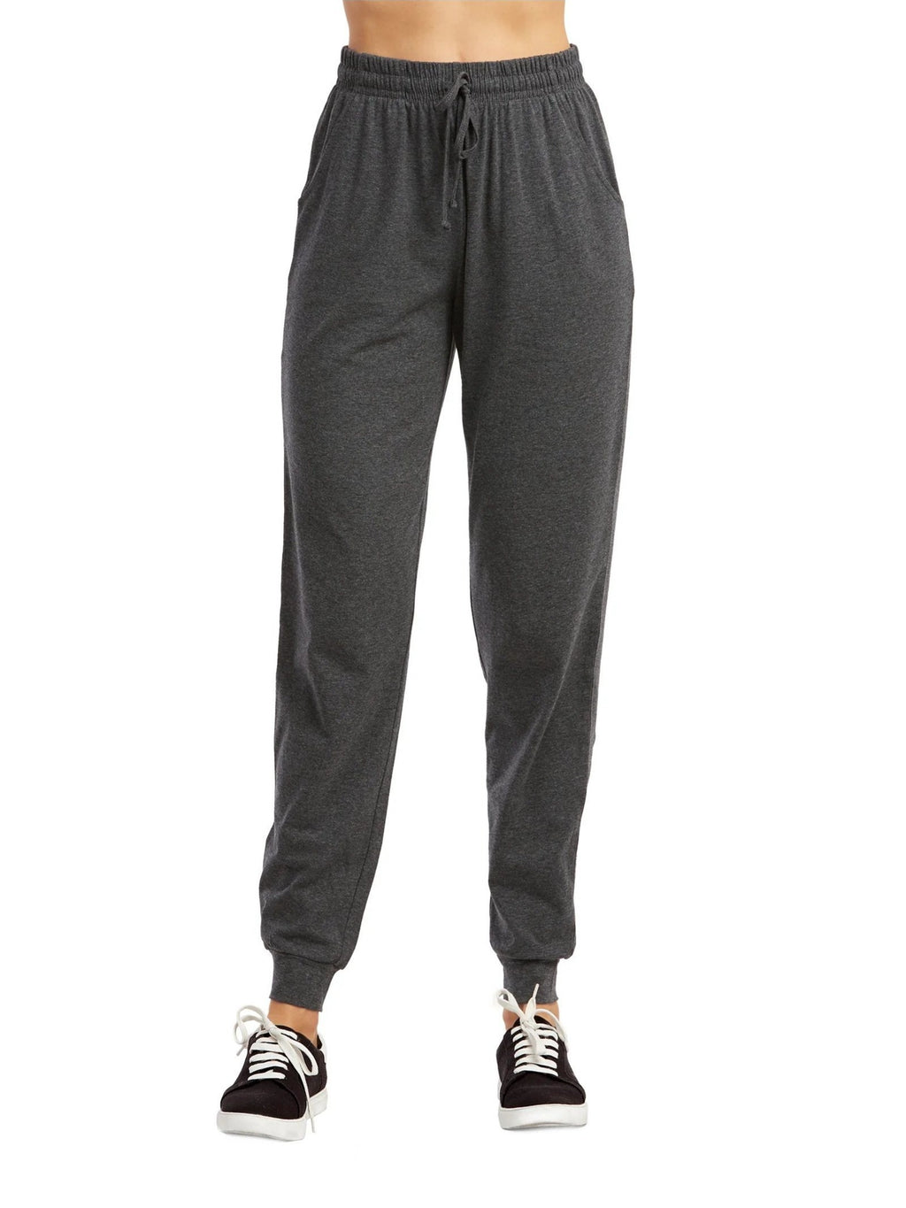 Cotton Jogger Pants Women Drawstring Elastic Waist Tapered Fit Banded Cuffs Pockets Casual Gym Loungewear Versatile