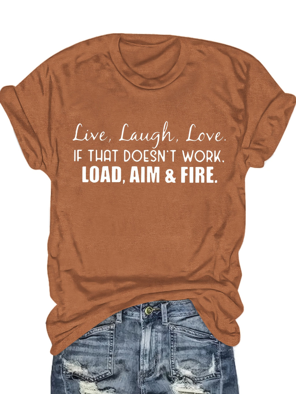 Live Laugh Love or Shoot Slogan Graphic T-Shirt Unisex Crew Neck Short Sleeve Fun Novelty Tee Casual Spring Summer Fall Gift S-XXL