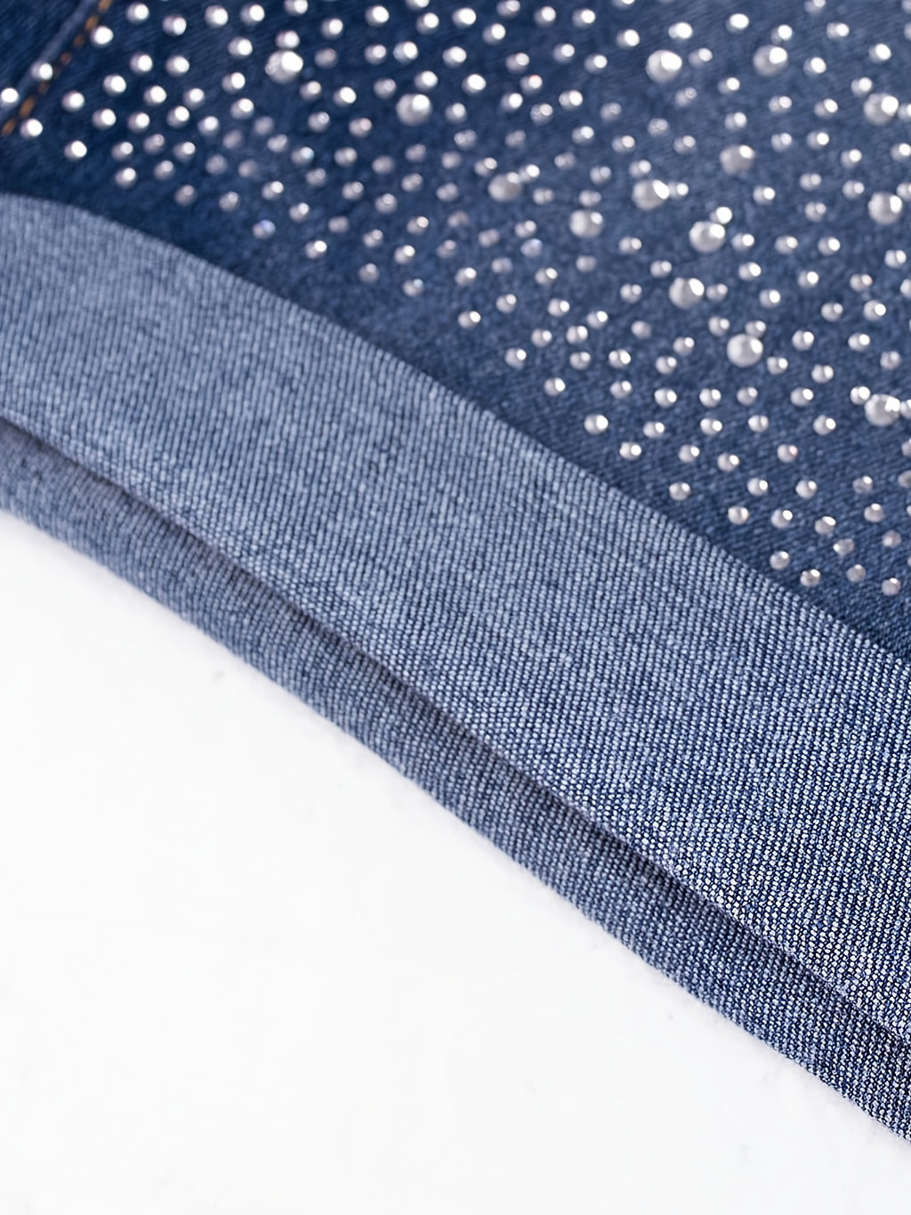 Rhinestone Starry Sky Denim Hot Pants Women Elastic Waist Body Hugging Deep Blue XS S M L XL XXL