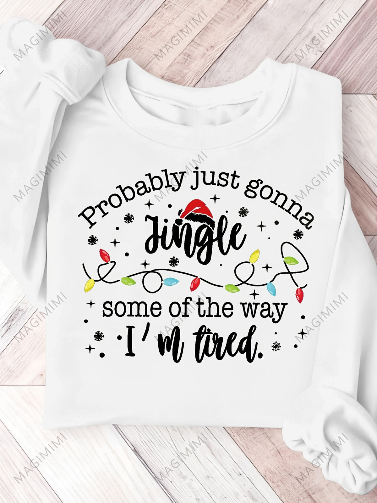 Funny Christmas Sweatshirt Jingle Tired Xmas Graphic Pullover Women Casual Holiday Sweater Light Grey Green