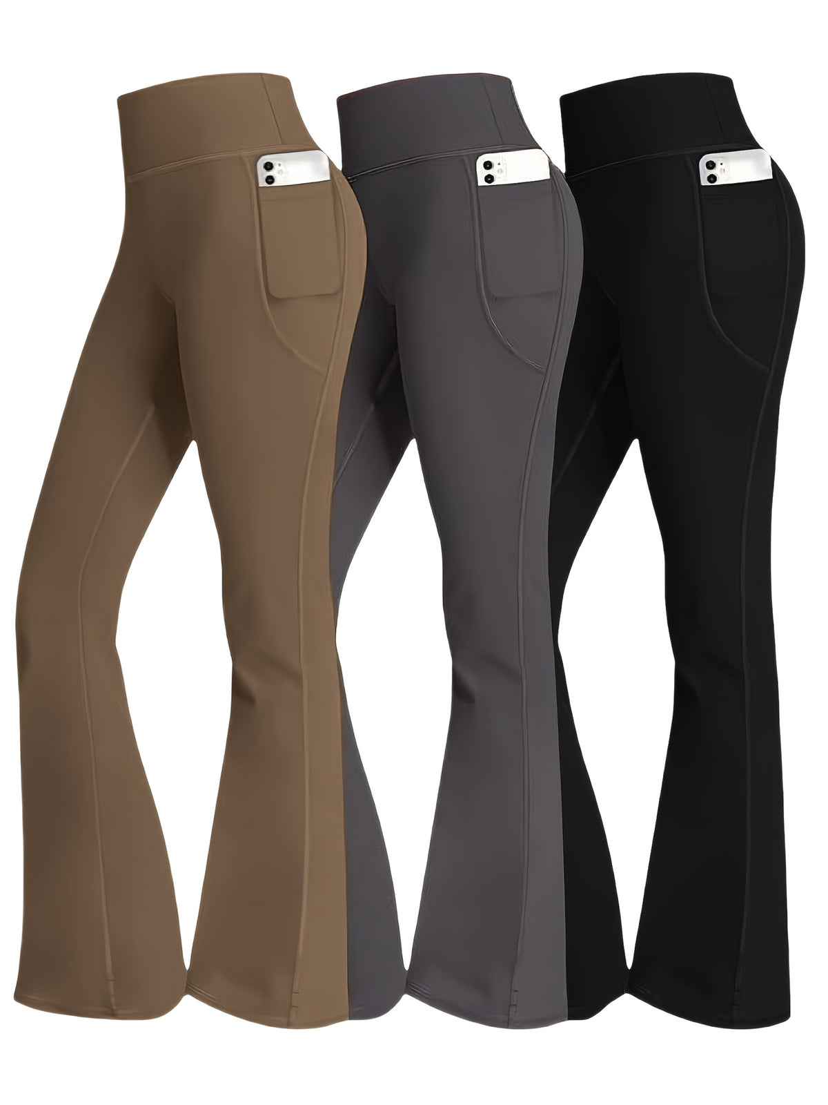 Bell Bottom Flare Leggings Women 3 Pack High Waist Tummy Control Butt Lifting Quick Dry Workwear Casual Flare Pants S-XXL