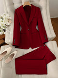 Women's 2 Piece Waistcoat Suit Set Single Button Solid Color Blazer Vest & Suit Pants Elegant Outfit