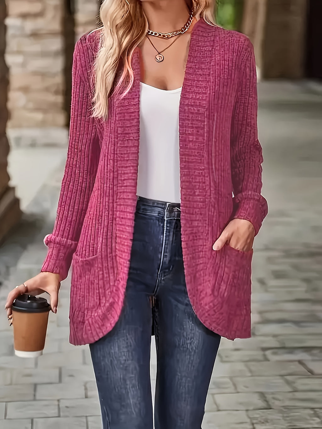 Cardigan Collar Loose Blouse Women Knit Pocket Long Sleeve Solid Color Casual Elegant Top 10 Colors Stretch Everyday Wear S-XXL