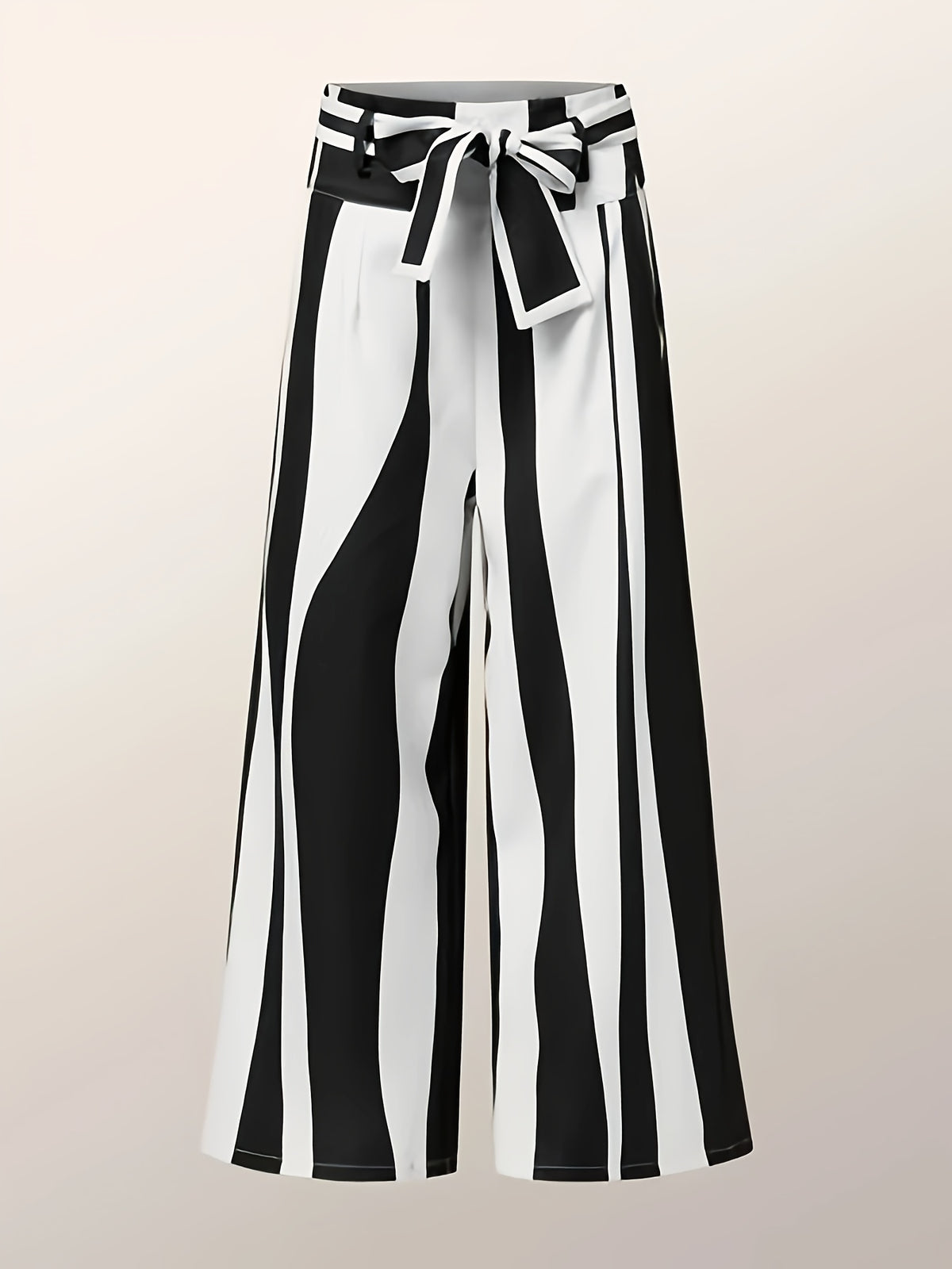 Vertical Striped Palazzo Pants Women High Waist Black White Wide Leg Trousers with Belt Elegant Casual Chic S-XXL