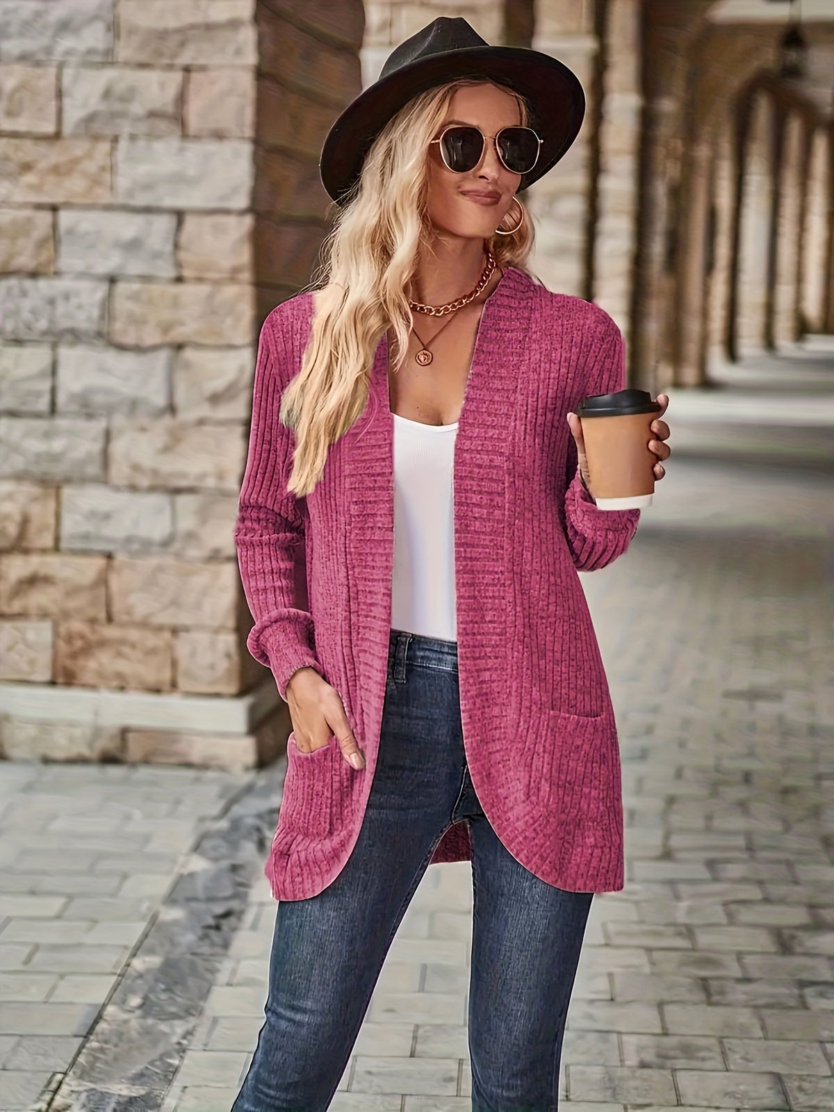 Cardigan Collar Loose Blouse Women Knit Pocket Long Sleeve Solid Color Casual Elegant Top 10 Colors Stretch Everyday Wear S-XXL