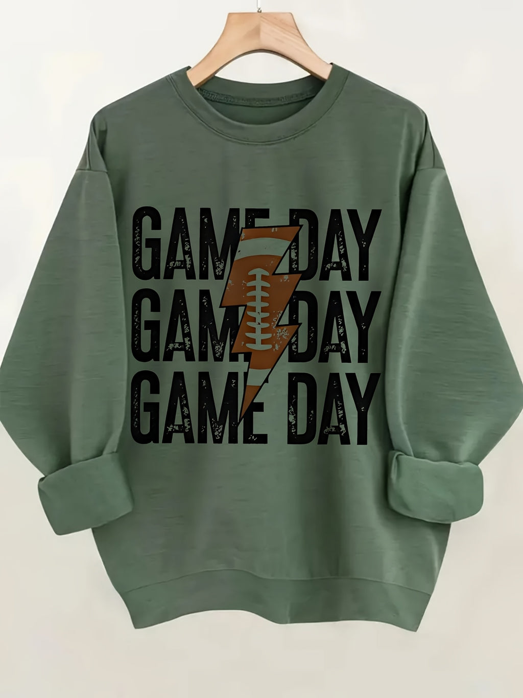 Game Day Football Graphic Crewneck Sweatshirt Women Casual Sports Fan Pullover Top Spring Fall Light Grey S-XXL