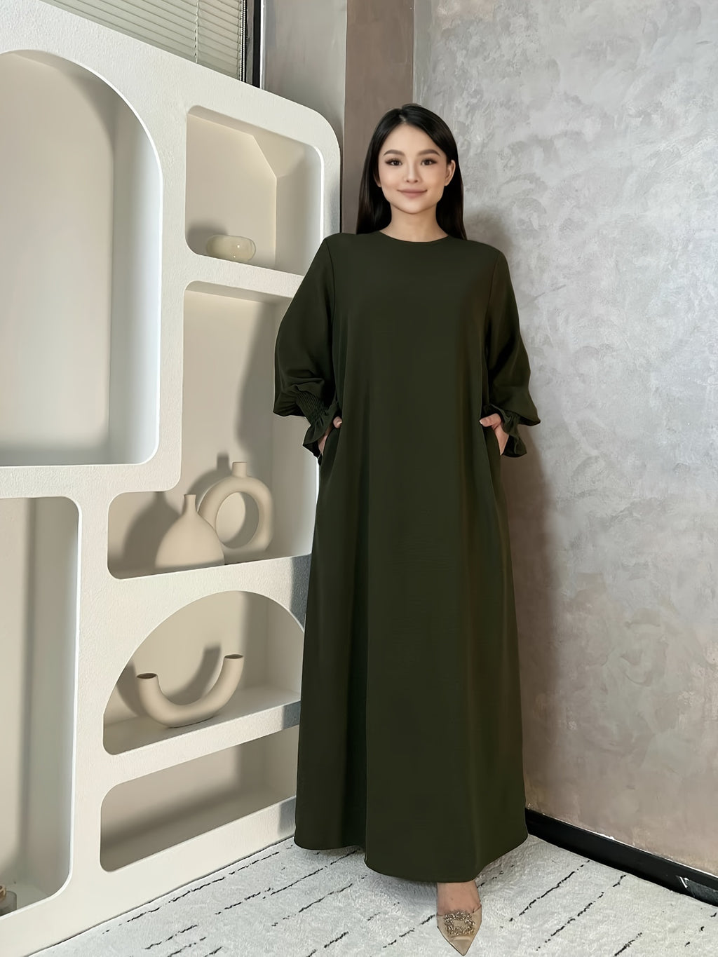Soft Crepe Abaya with Pocket Muslim Women Prayer Abaya Solid Color Woven Fabric Modest Dress Sizes S M L Multiple Colors Everyday Wear