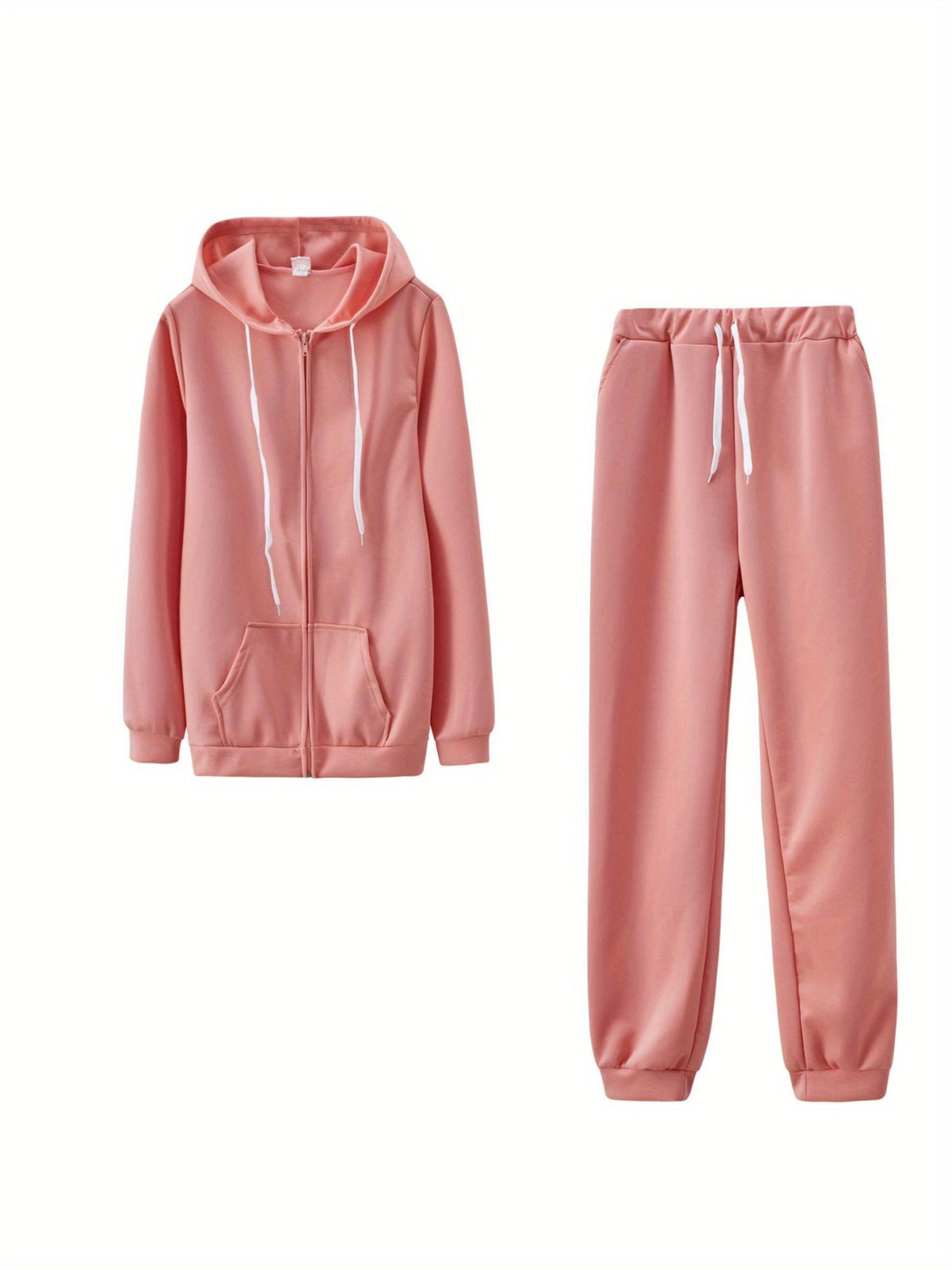 Women's Zip-Up Hoodie Jogger Set 2 Piece Tracksuit Sweatsuit Casual Solid Color Sweatpants Outfit S-XXL