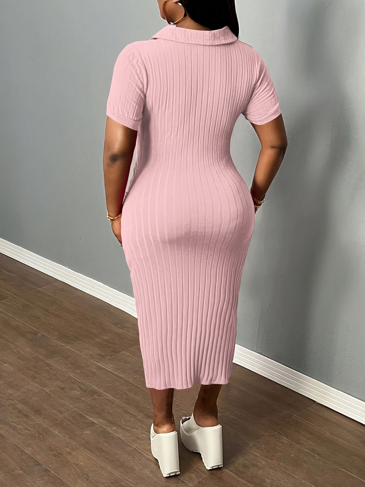 Bodycon Midi Pencil Dress for Women | Sexy Slim Fit Short Sleeve Club Dress | Elegant Cocktail Party Dress | Casual Summer Bodycon Dress Women