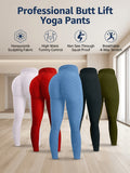 High Waist Butt Lifting Leggings for Women – Quick Dry 90% Polyester High Stretch Solid Color Pants, Spring Summer Fall Casual Slim Fit, White Light Green Black, S-XXL