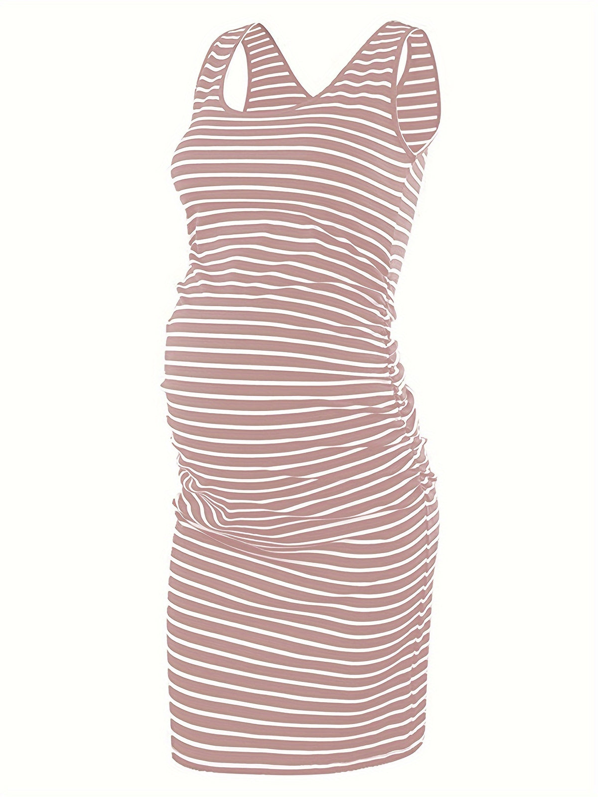 Maternity Dress Sleeveless Women Summer Side Ruched Scoop Neck Pregnancy Bodycon Casual Dress Soft Jersey Mama Clothes