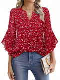 Women's 3/4 Sleeve Chiffon Blouse Business Casual Office Work Shirt Dressy Top 8 Colors S-XXL