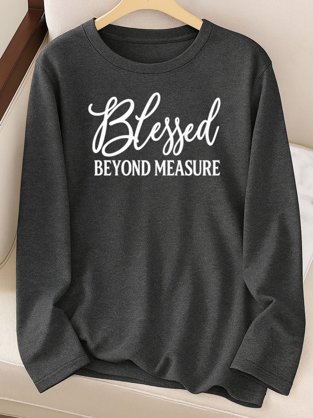 Women Long Sleeve Graphic Top Faith Letter Print Soft Breathable Machine Washable S-XXL