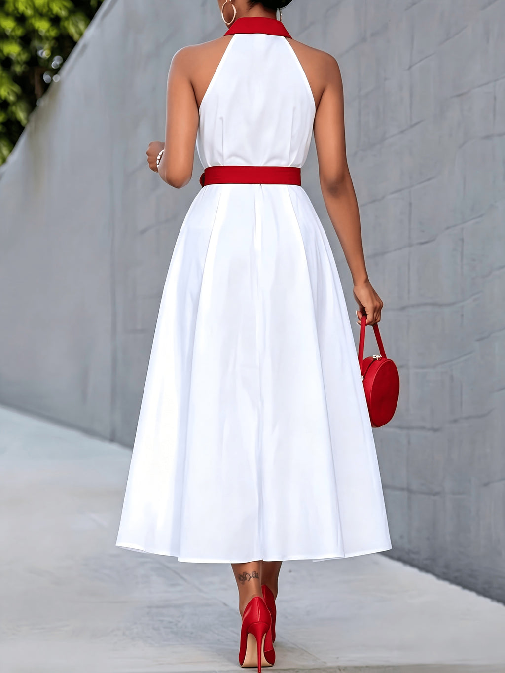 Shirt Dress Women Lapel Sleeveless Tie-Waist Button-Up Midi Length Waist-Cinching Business Casual Elegant Office Streetwear Spring Summer S-XXL