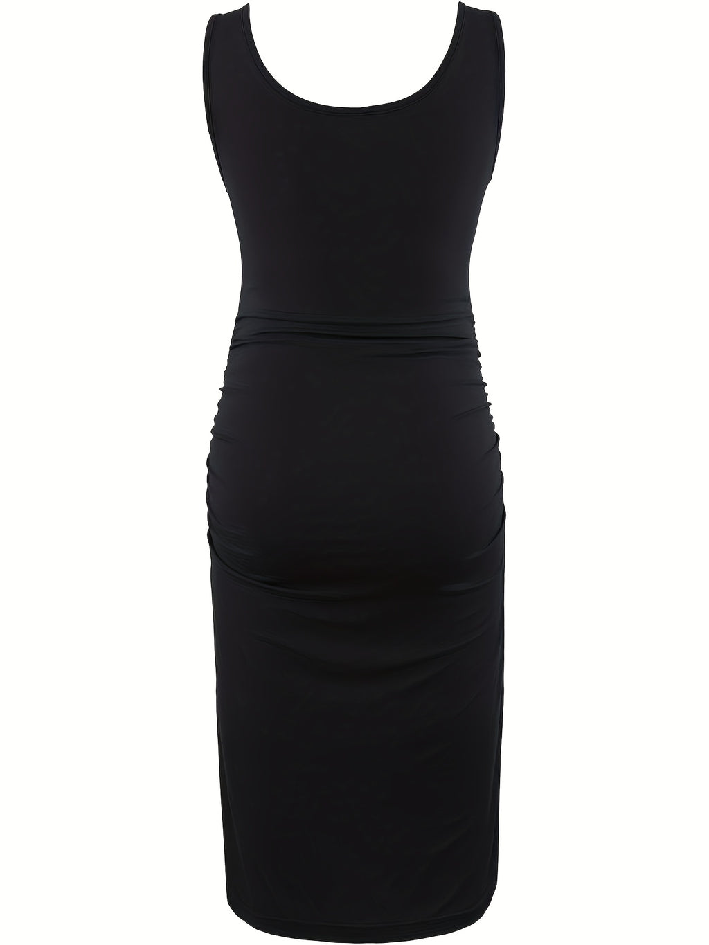Maternity Bodycon Side Ruched Dress for Women - Soft Rayon Spandex Baby Bump Midi Dress, Baby Shower Photography Daily Wear, Sizes S-XL