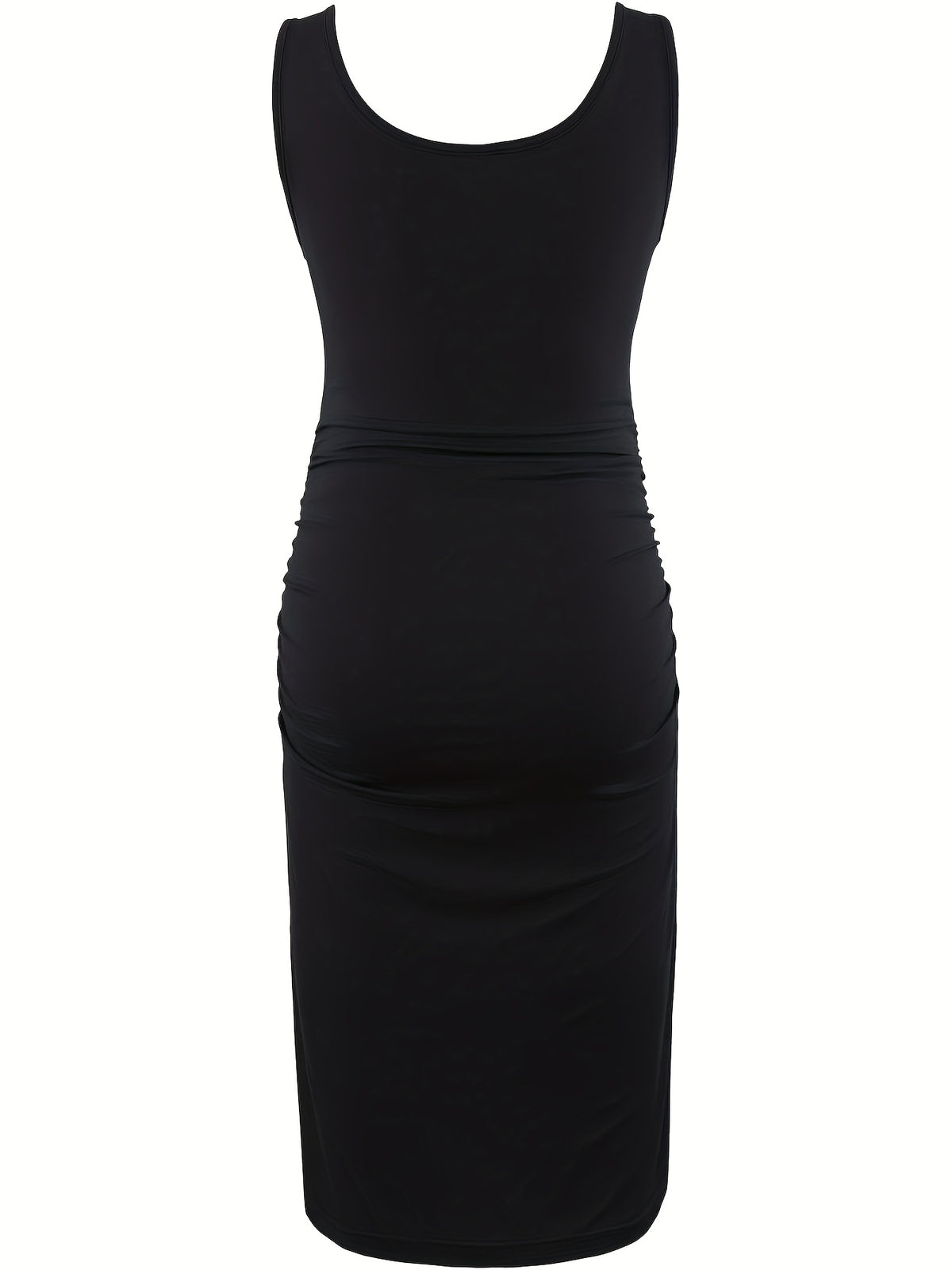 Maternity Bodycon Side Ruched Dress for Women - Soft Rayon Spandex Baby Bump Midi Dress, Baby Shower Photography Daily Wear, Sizes S-XL