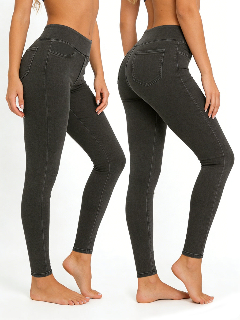 Women's Pull On Skinny Jeans Stretchy High Waist Tummy Control Denim Jegging with Pockets Peacock Blue Light Blue Black S-XL