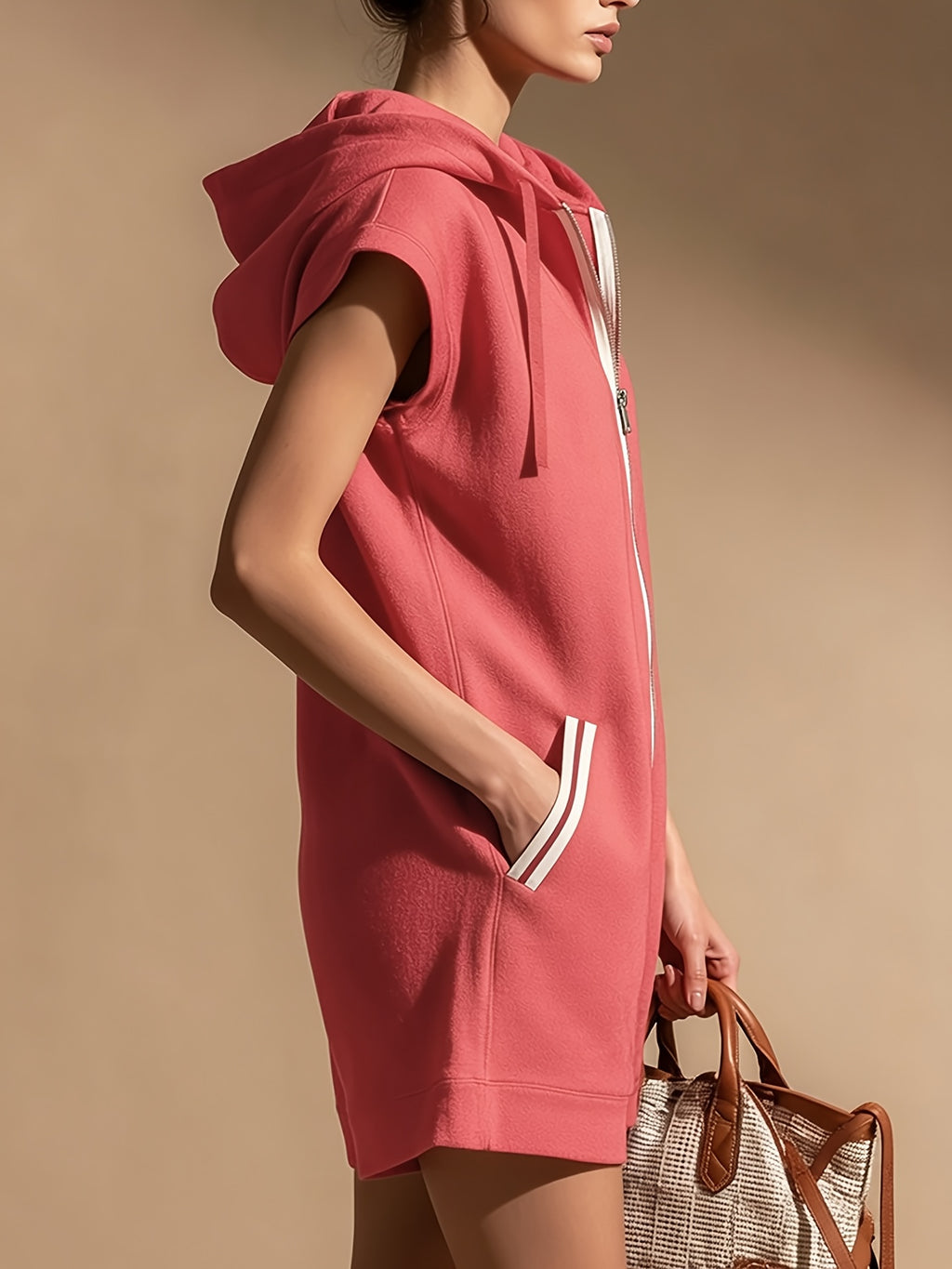 Women's Hooded Sweatshirt Sports Jumpsuit Solid Color Casual Athletic One Piece Hoodie Romper Activewear for Outings & Gym